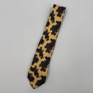 Robert Talbott Nordstrom Yellow Paisley Silk Tie Handblock Printed England Mens
